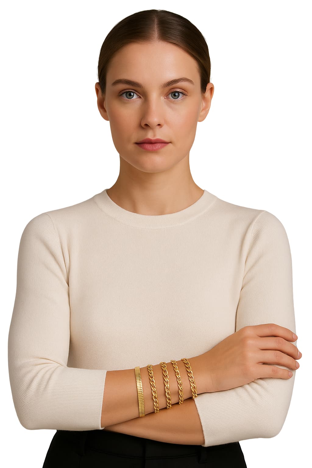 Women’s Gold Cuban Link Bracelet Set – 6 Pieces
