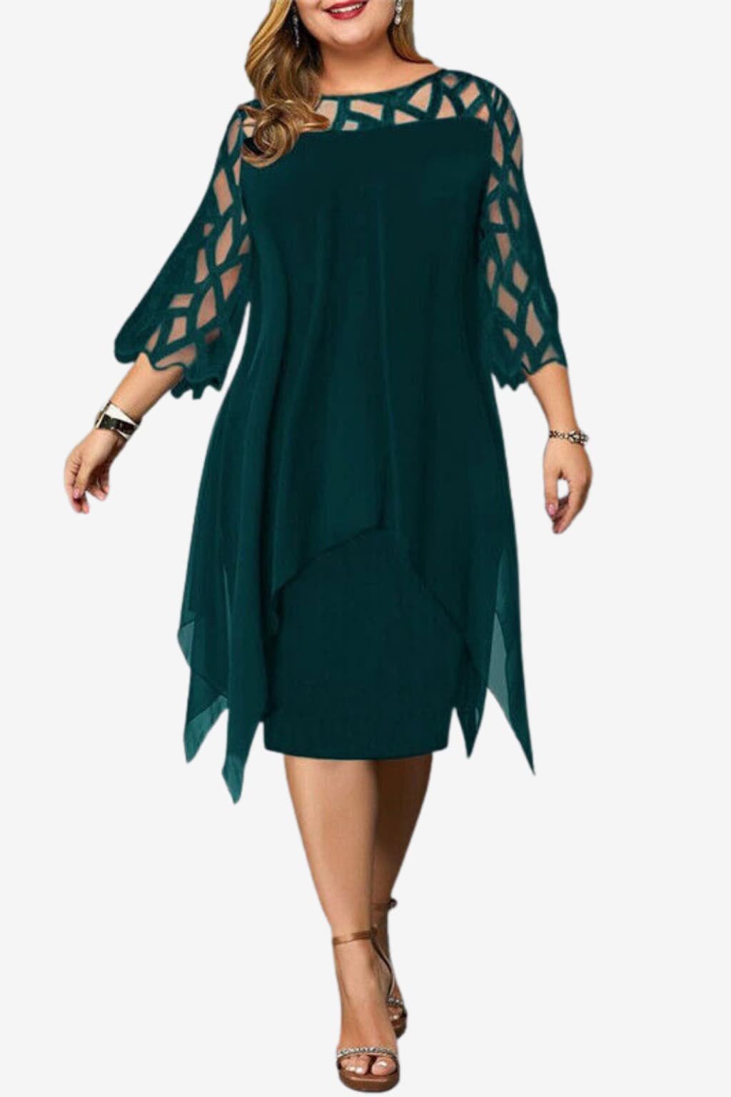 Women’s V-Neck Midi Dress Short Sleeve Flowy Fit