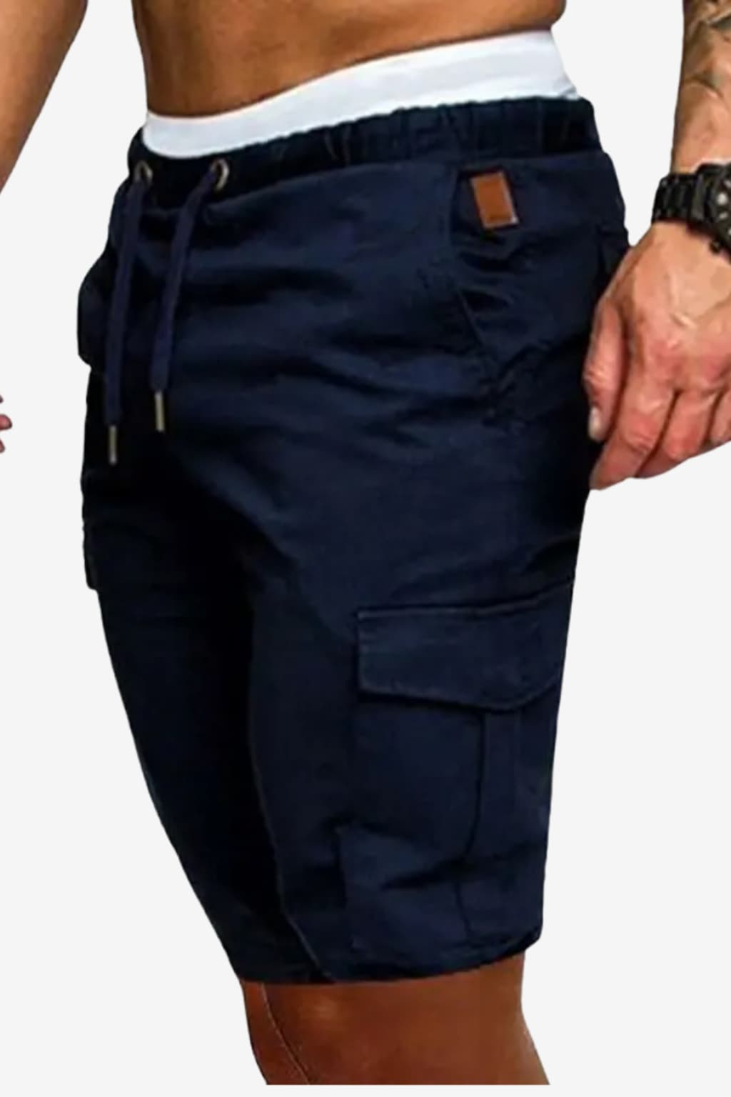 Men’s Cargo Shorts with Pockets Elastic Waist Knee Length