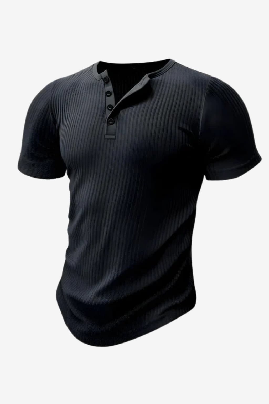 Men’s Slim Fit Henley T-Shirt Short Sleeve Ribbed Top