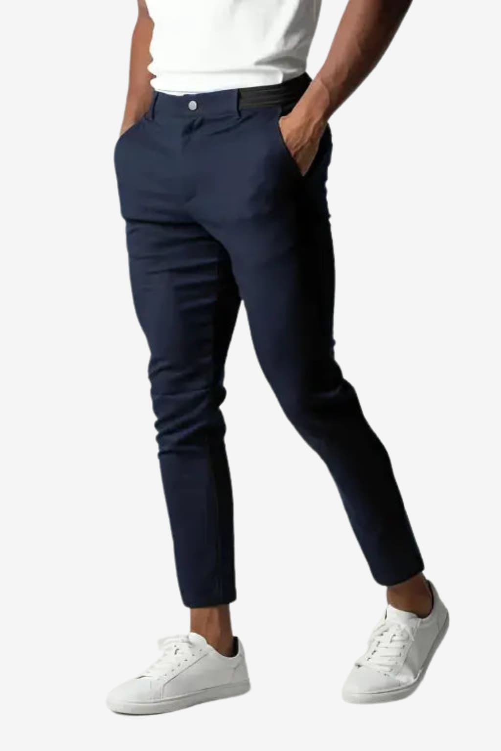 Men’s Slim Fit Cropped Chinos Stretch Tapered Trousers