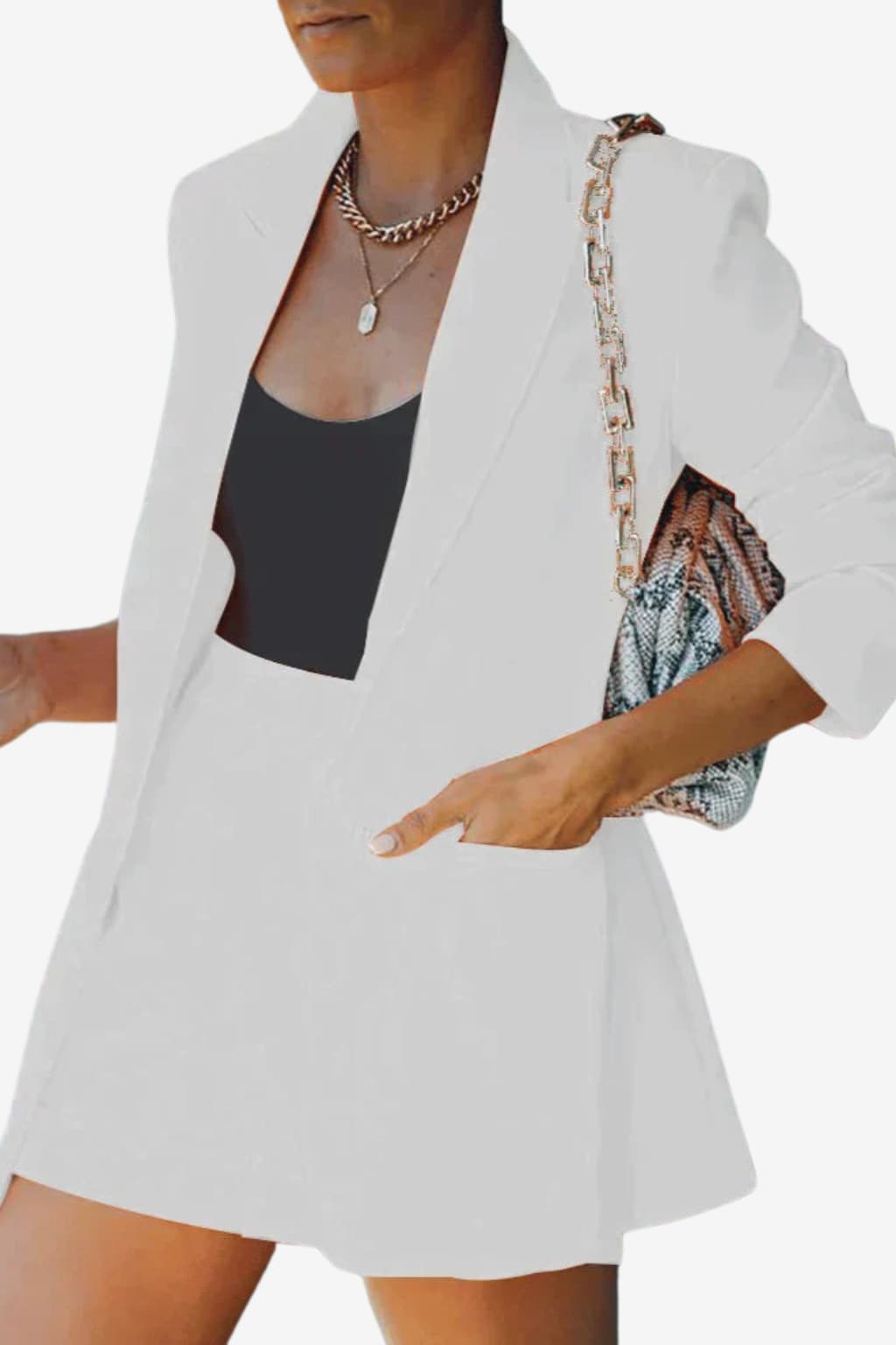 Women’s Blazer and High-Waisted Shorts Two-Piece Set