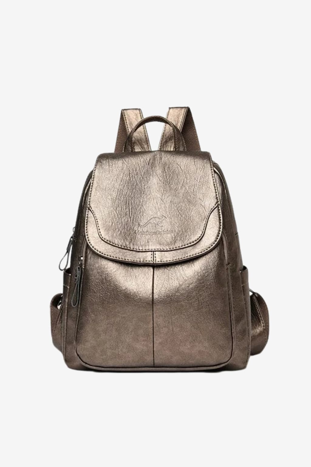 Women's PU Leather Vintage Backpack Flap Closure Adjustable Straps