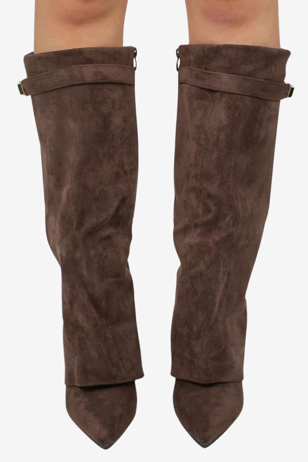 Women’s Suede Ankle Boots with Block Heel and Zip