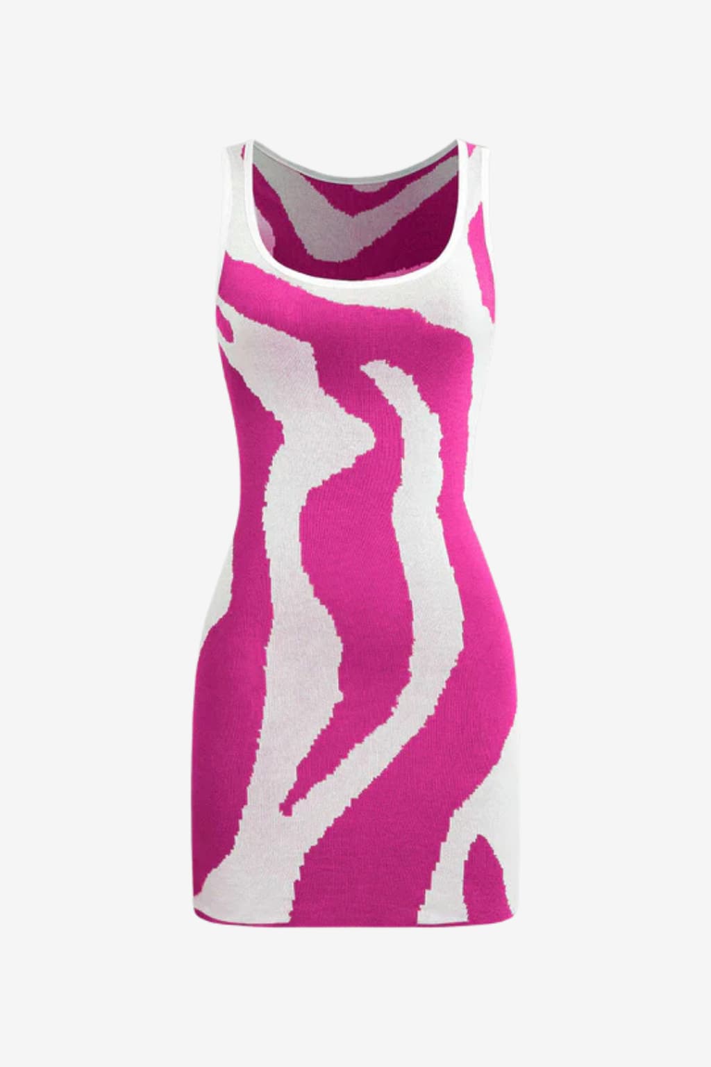 Women's Sleeveless Knit Mini Dress Fitted Multicolour Pattern