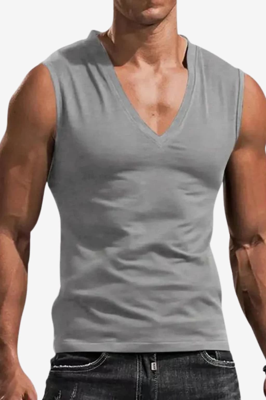 Men’s Sleeveless V-Neck Summer Shirt Lightweight Fit