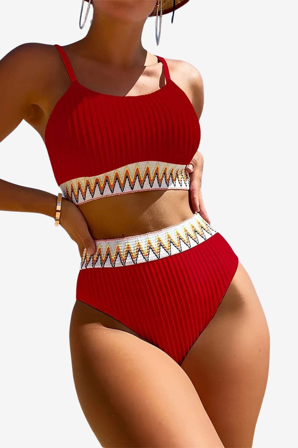 Women’s Ribbed Two-Piece Bikini with Adjustable Straps