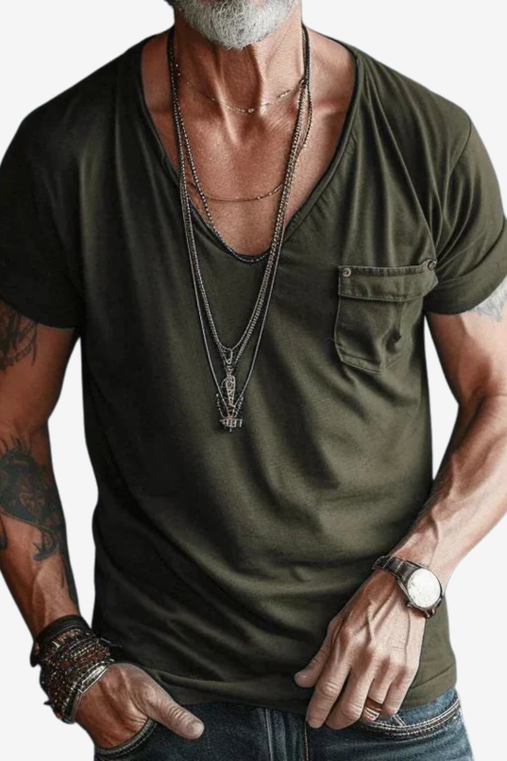 Men’s Crew Neck T-Shirt Short Sleeve Cotton Look