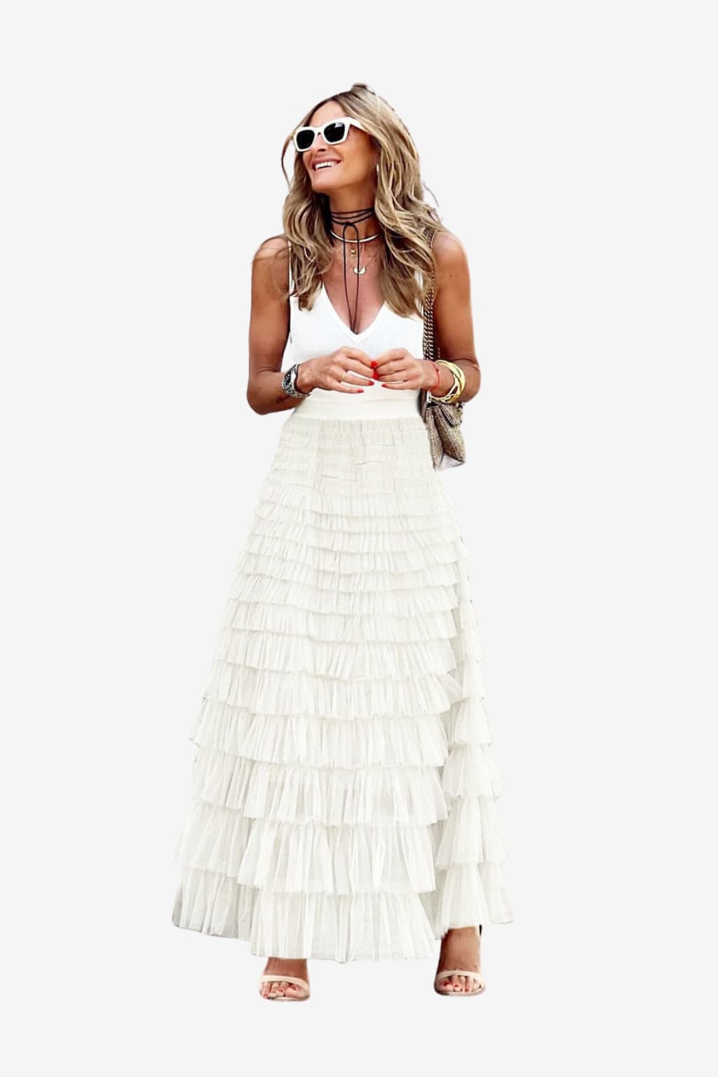 Women’s Tiered Maxi Skirt High Waist Flowy Style