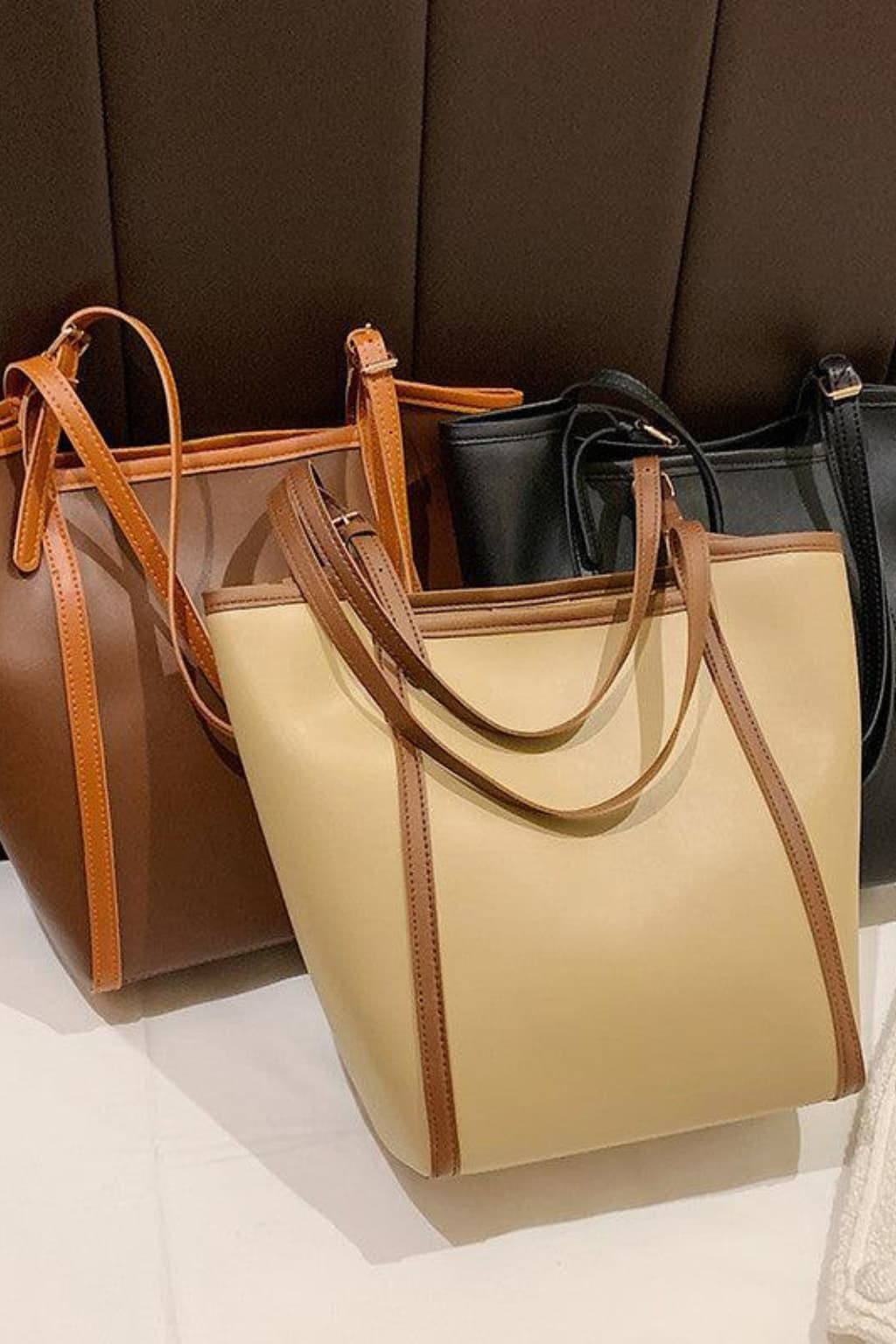 Women's Beige Tote Bag with Shoulder Straps