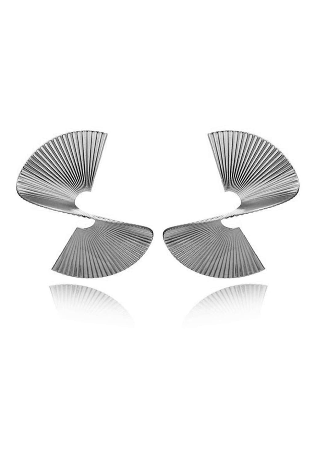 Women's Gold-Tone Pleated Metal Statement Earrings