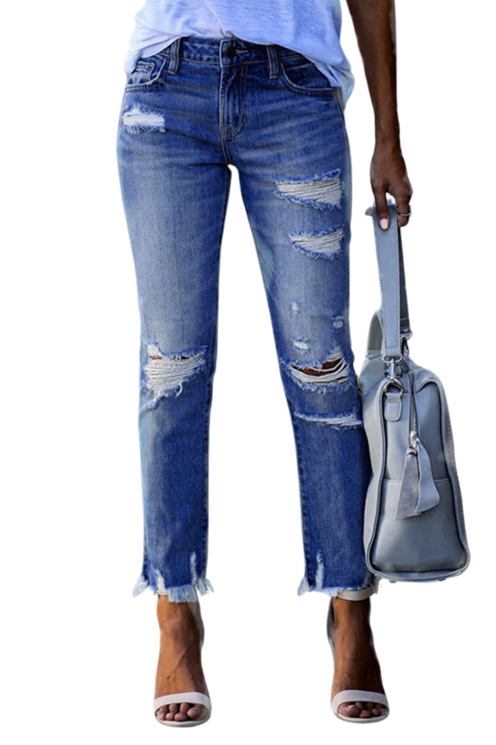 Women’s Ripped Slim-Fit High-Waist Denim Jeans