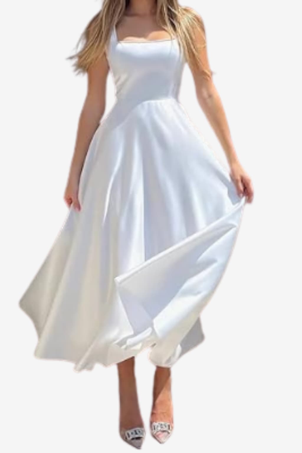 Women’s Square Neck Maxi Dress Sleeveless A-Line Fit