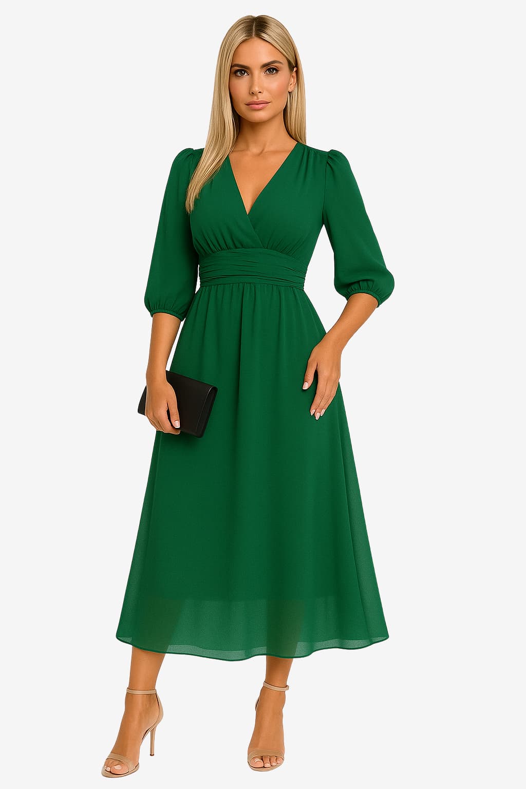 Women’s Chiffon Midi Dress High Neck Summer Fit