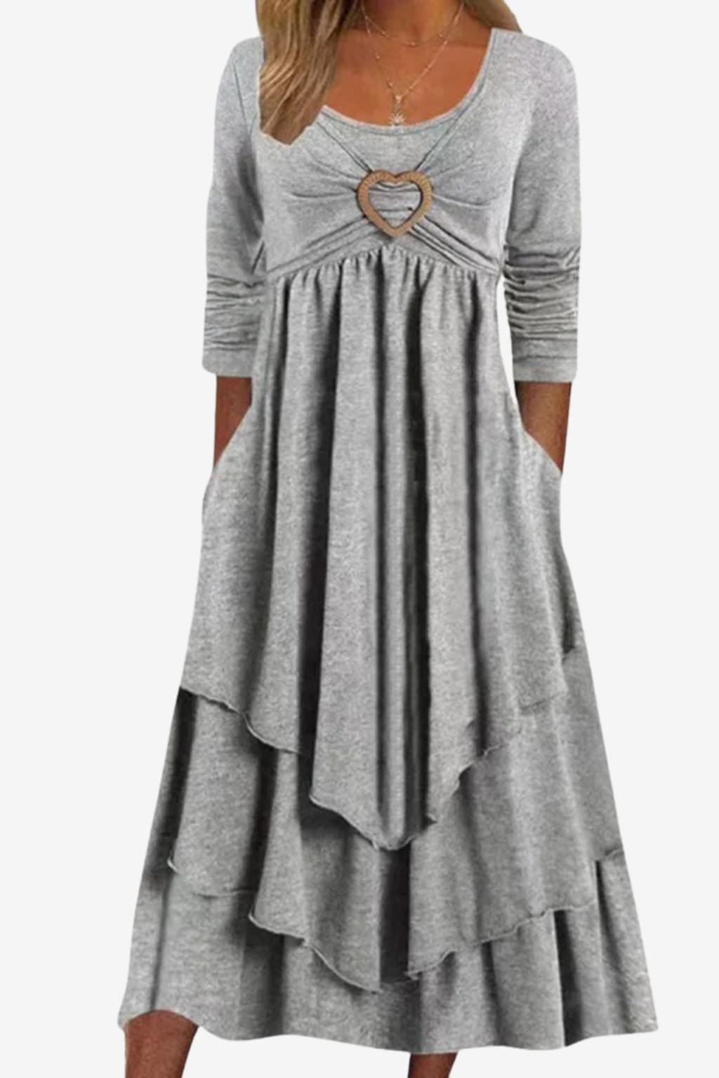 Women’s Long Sleeve Maxi Dress with Pockets A-Line Fit