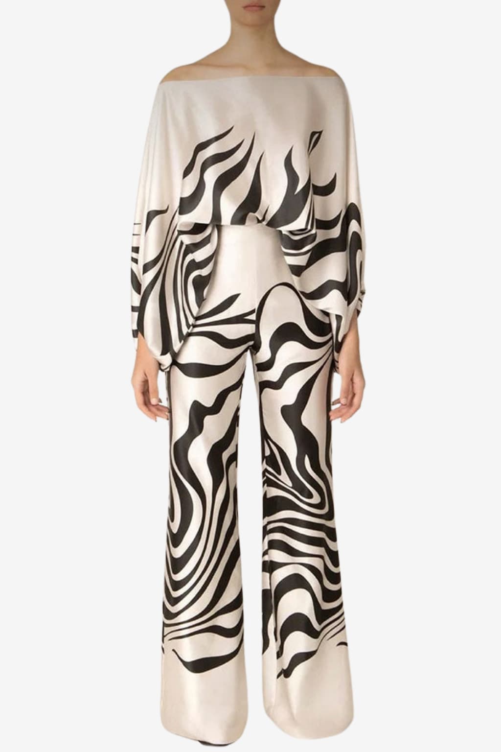 Women’s Off Shoulder Top &amp; Wide Leg Trousers Set