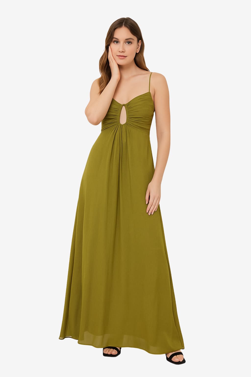Women’s Spaghetti Strap Maxi Dress with Pleated Skirt