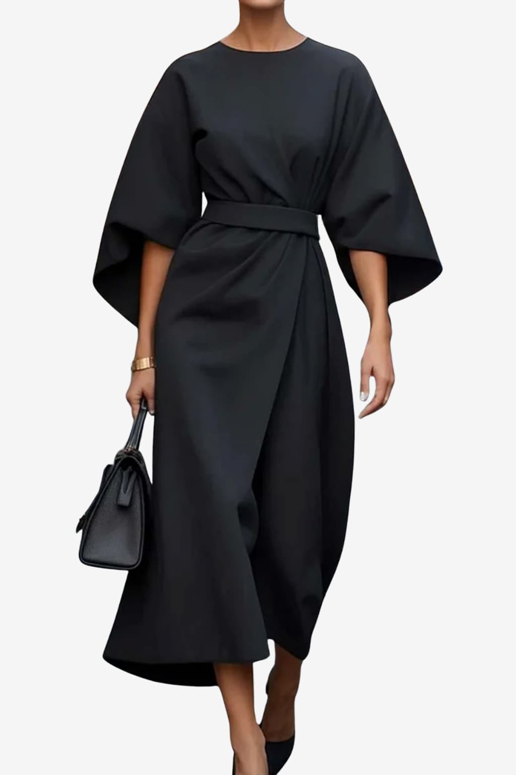 Women’s Strapless Puff Sleeve Dress with Belt