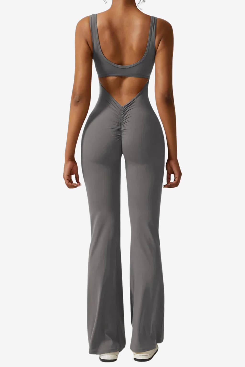 Women’s Sleeveless Flared Jumpsuit Stretch Fit V-Back