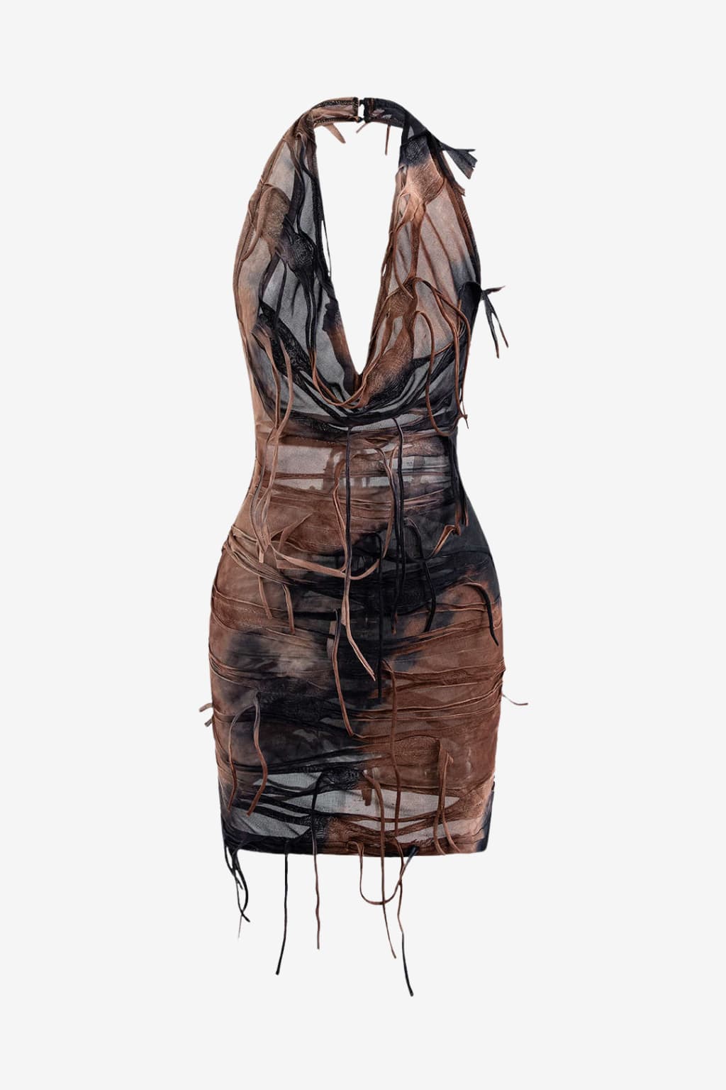 Women's Halter Backless Tie-Dye Mini Dress