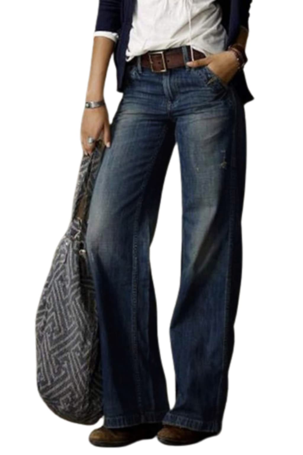 Women's Mid-Rise Wide Flare Denim Jeans