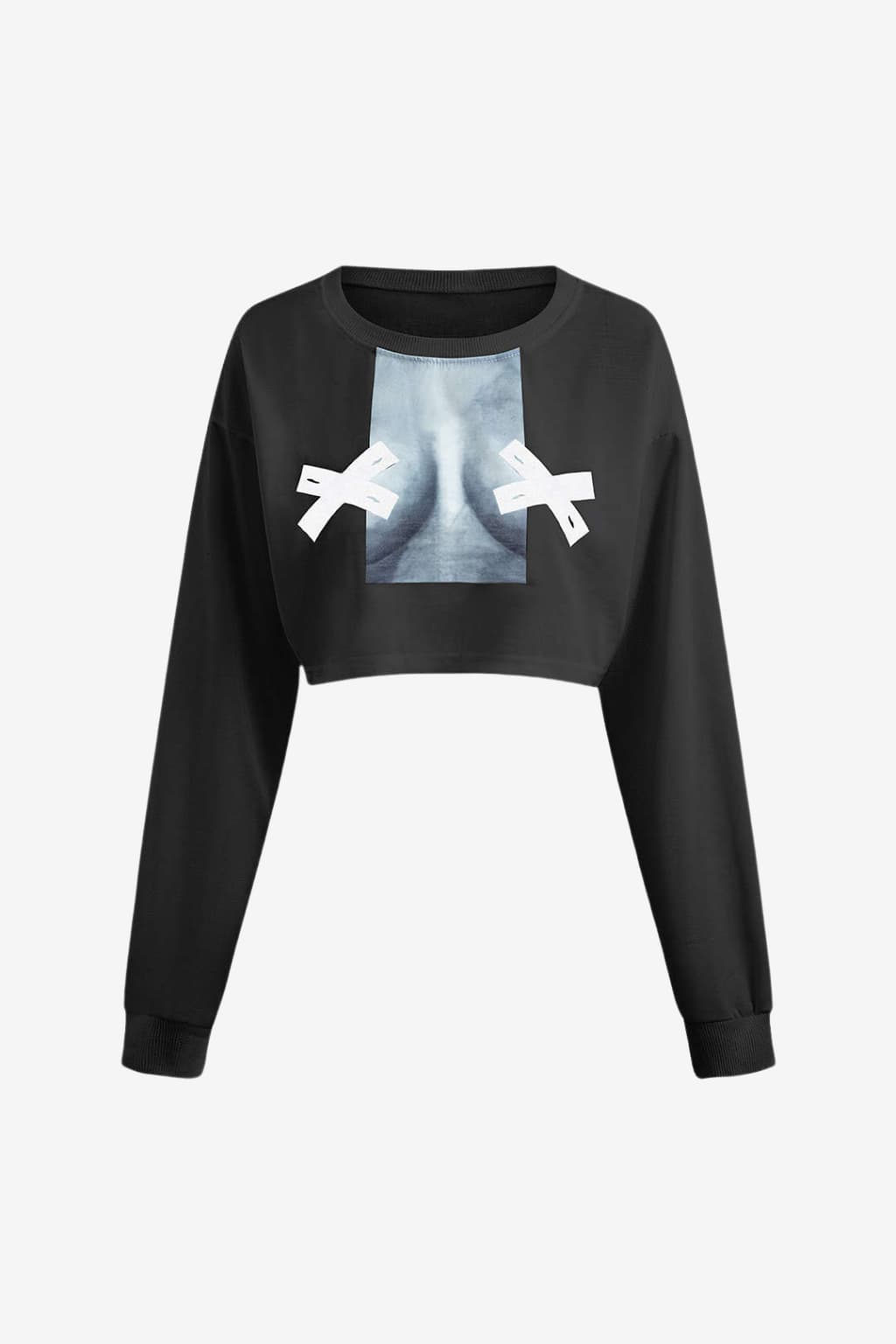 Women's Long Sleeve Graphic Crop Top