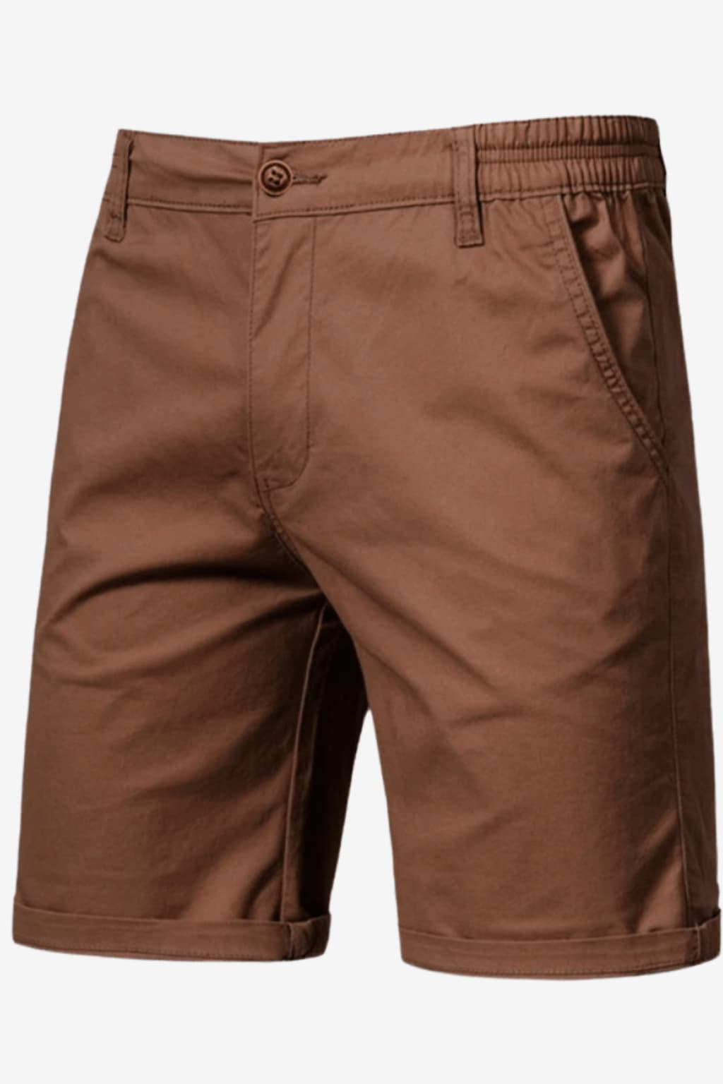 Men's Casual Summer Shorts - Lightweight Cotton Blend, Elastic Waist, Khaki