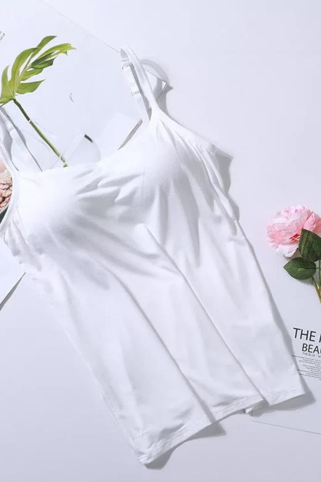 Women's Padded Tank Top with Built-in Bra, Adjustable Straps