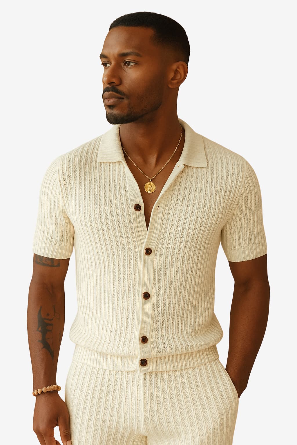 Men’s Knit Two-Piece Summer Set Polo Shirt &amp; Shorts