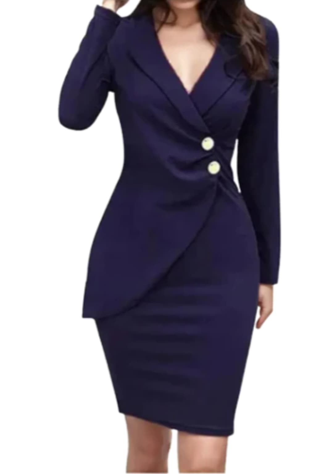 Women’s Blazer Style Bodycon Dress with V-Neck