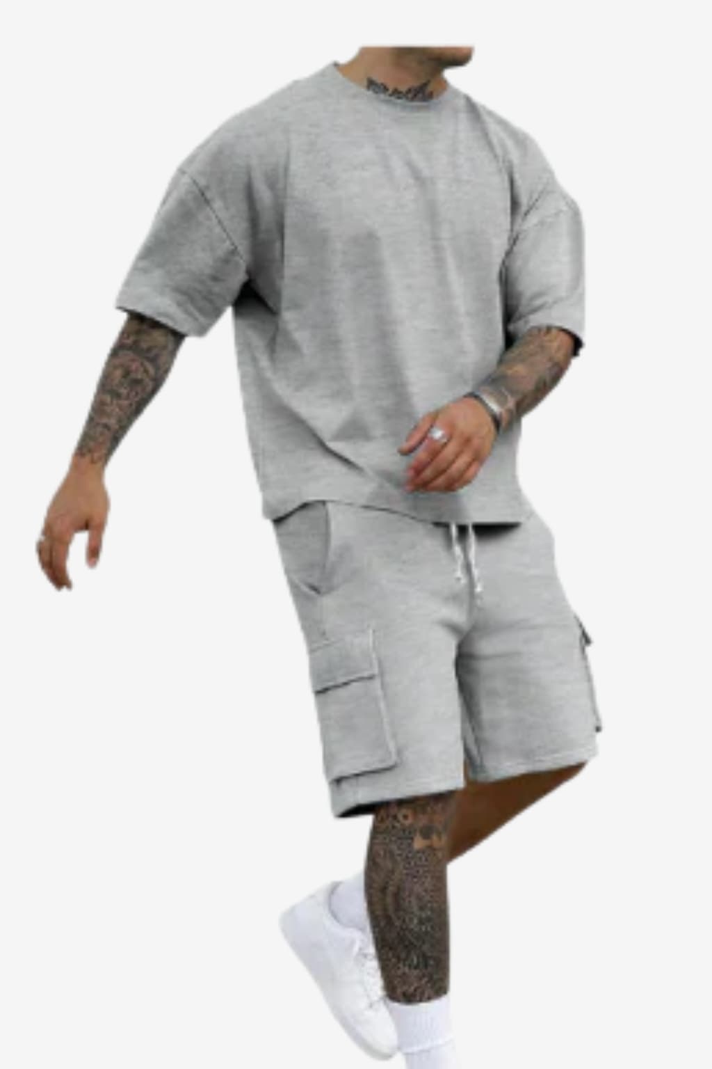 Men's Casual Summer T - Shirt &amp; Cargo Shorts Set
