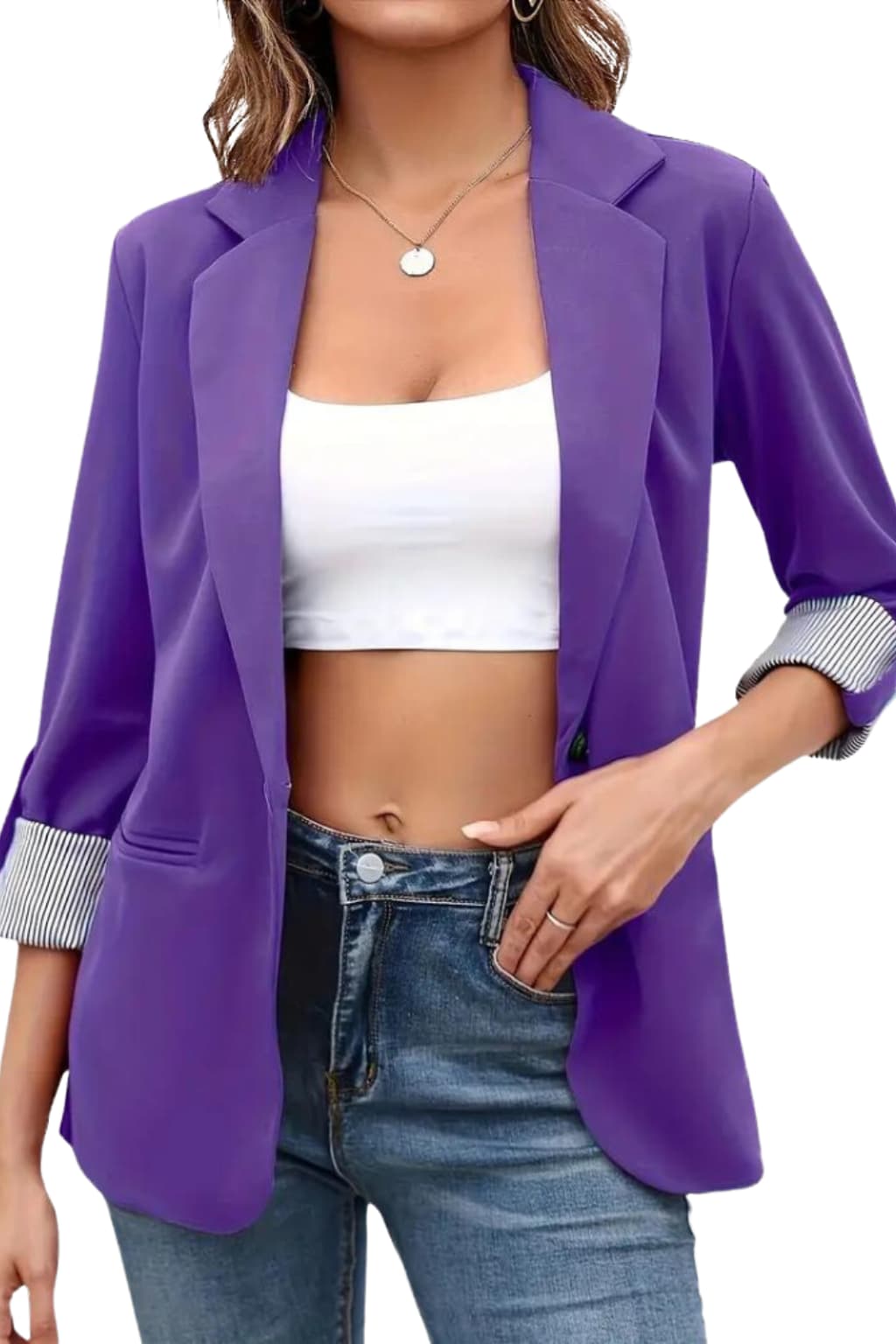 Women’s Blazer with Lapel and Rolled Cuff Sleeves
