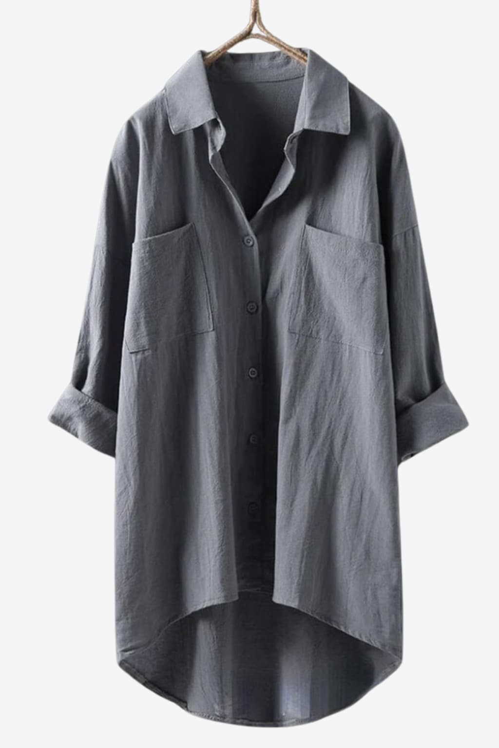Women’s Linen Button-Up Oversized Shirt with Long Sleeves