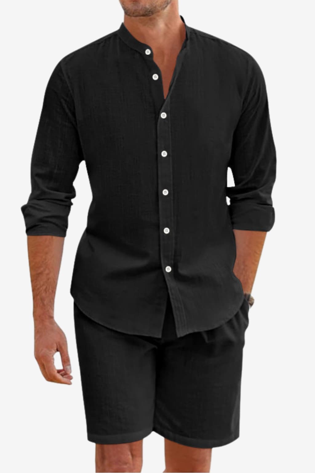 Men’s Linen Two-Piece Summer Set Shirt and Shorts