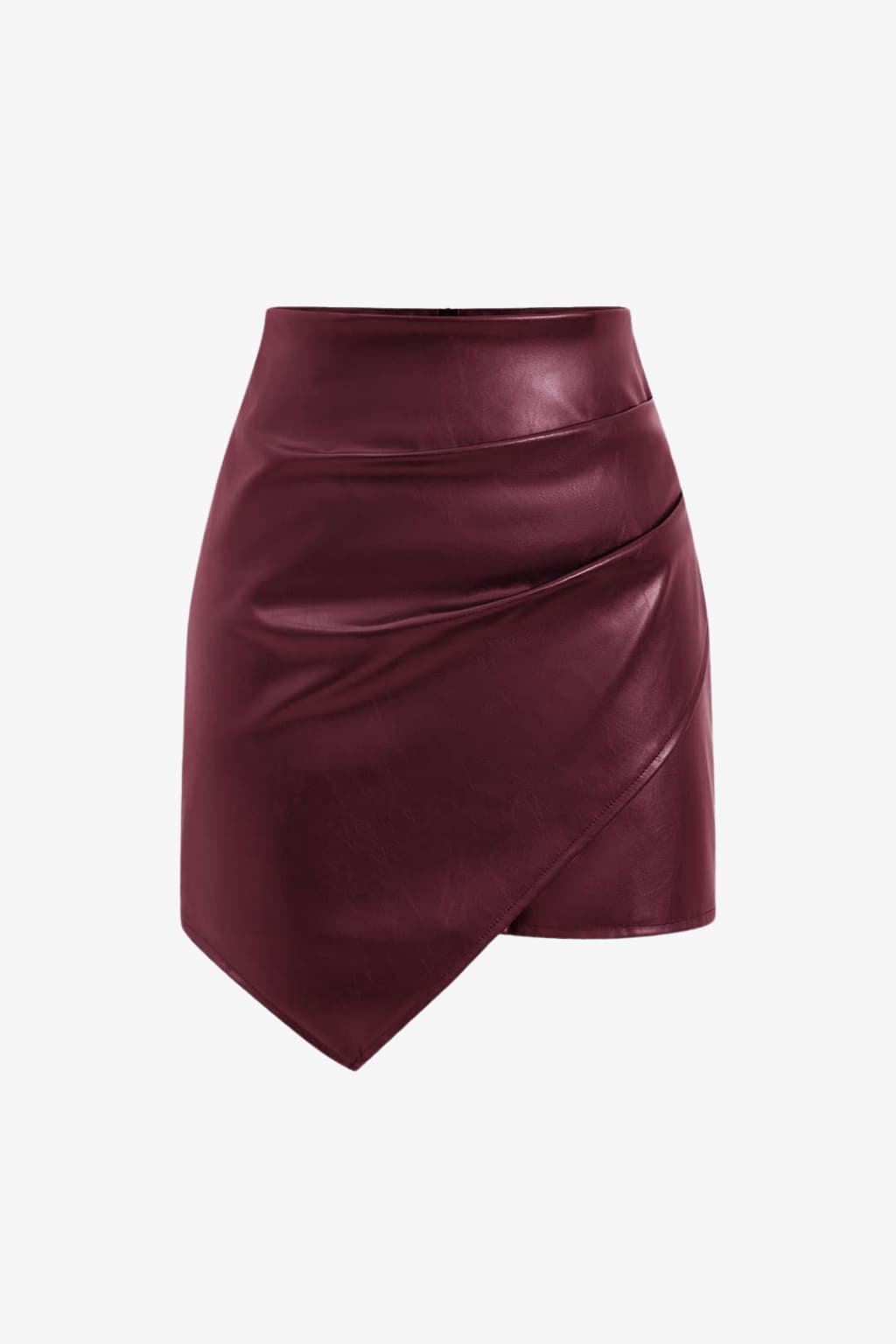Women’s Faux Leather Mini Skirt High Waist Asymmetrical