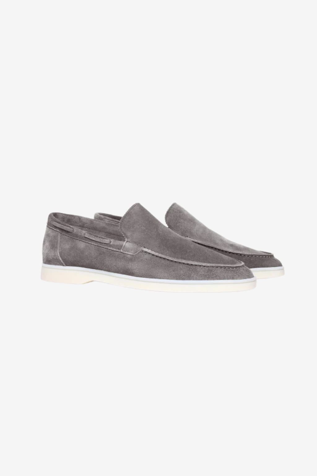 Men's Suede Slip-On Loafers - Moccasin Stitching, Soft Sole