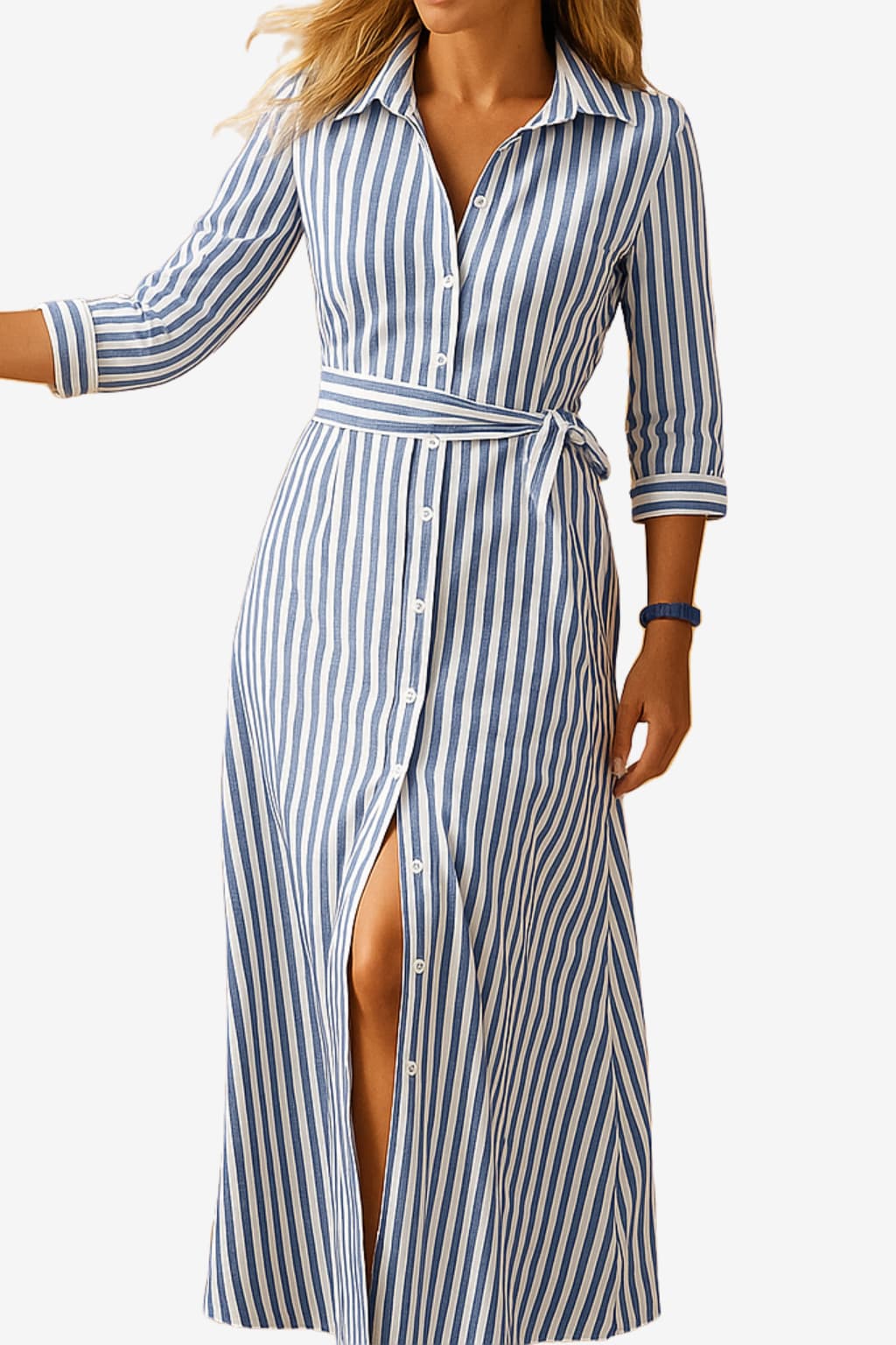 Women's Maxi Shirt Dress Short Sleeve Cotton Blend