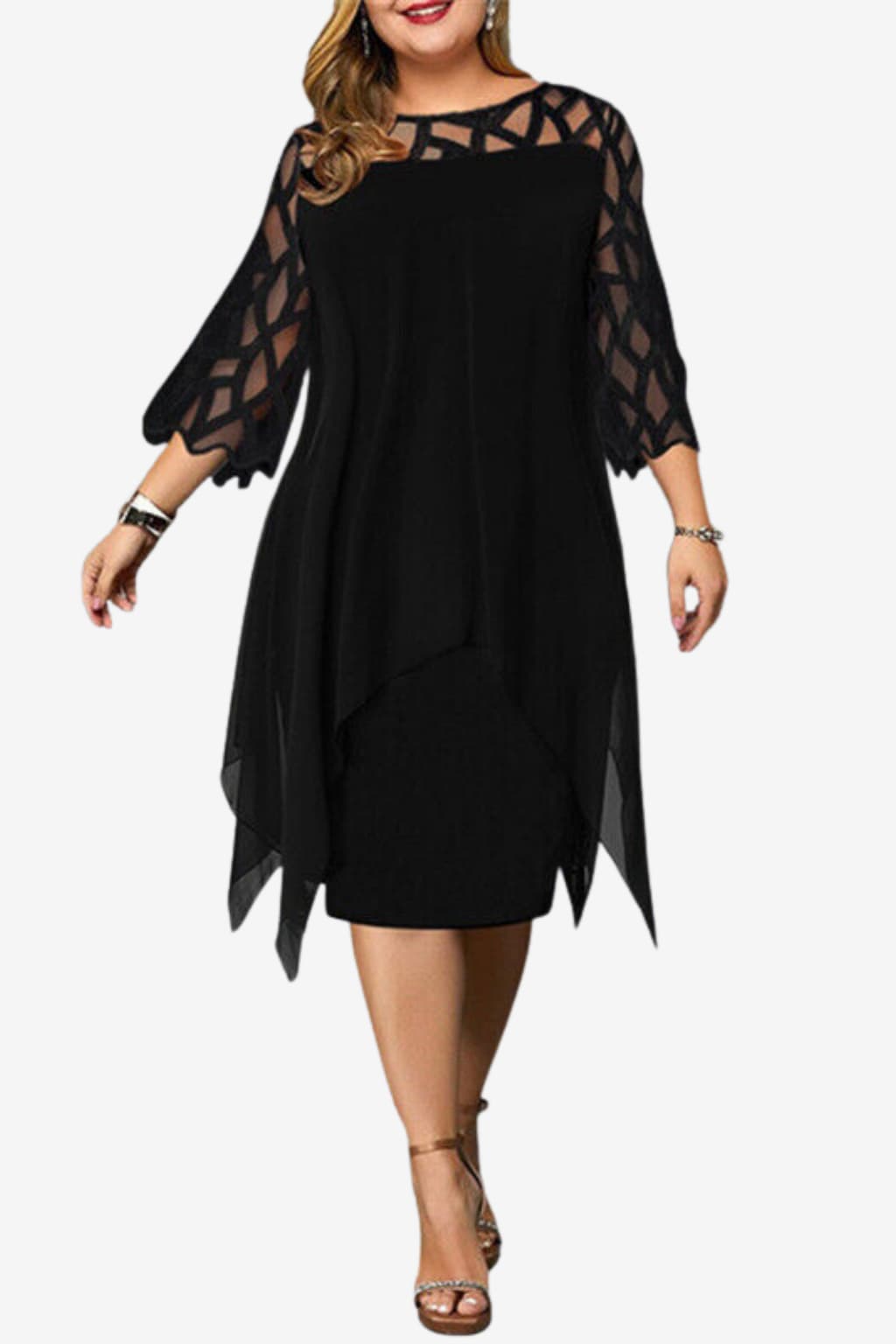 Women’s V-Neck Midi Dress Short Sleeve Flowy Fit