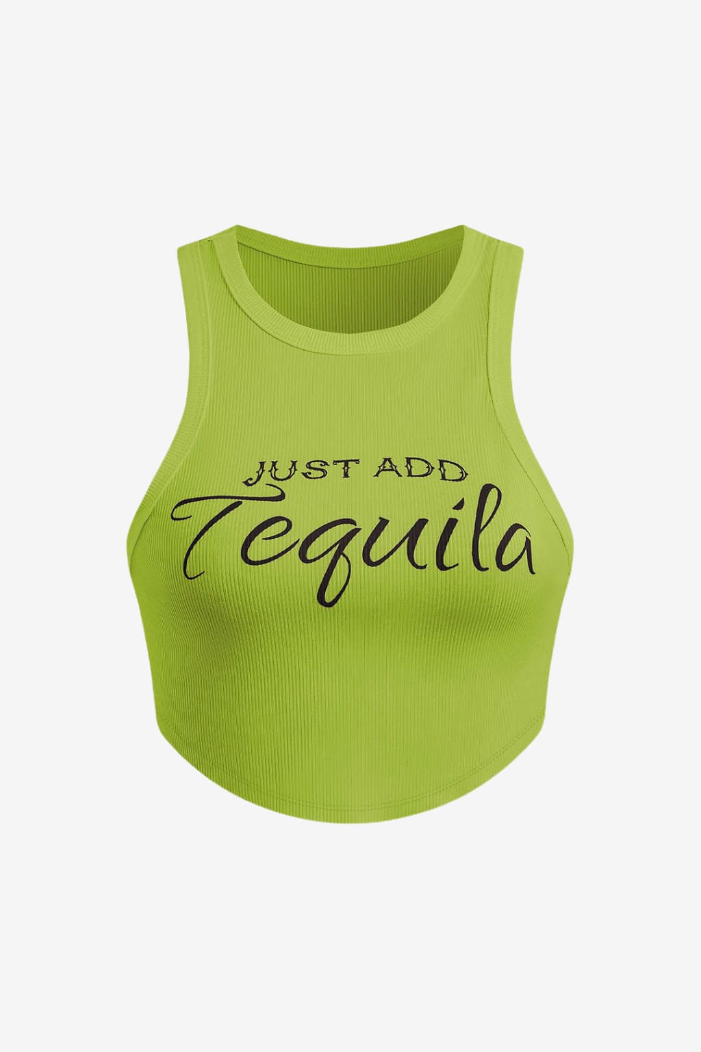 Women's Ribbed Crop Tank Top Letter Print Slim Fit