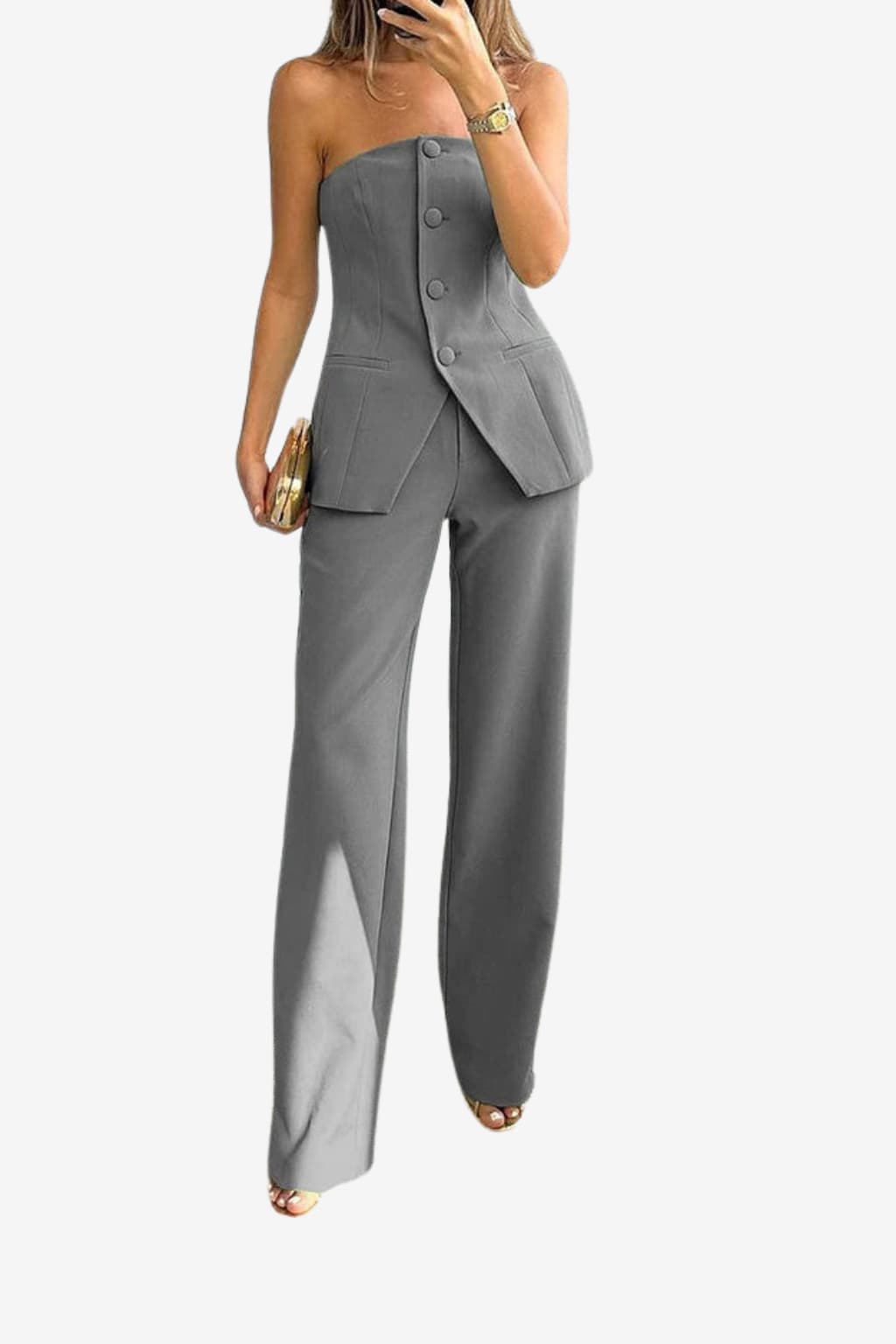 Women’s Off-Shoulder Top and Wide-Leg Trousers Set