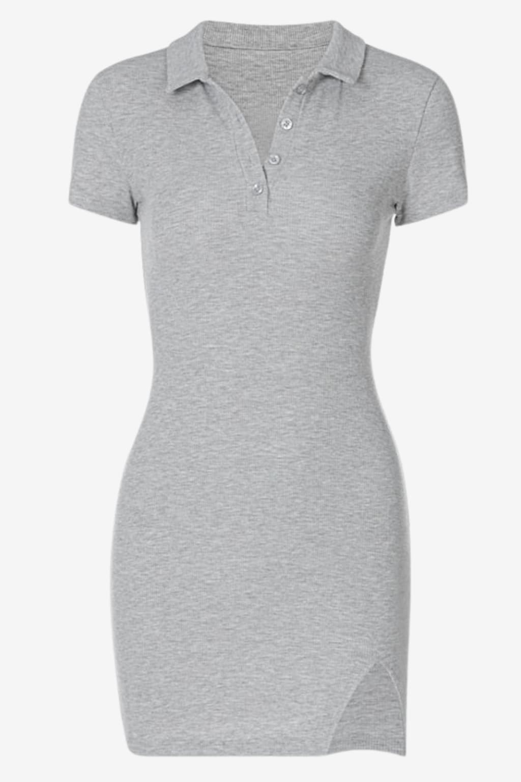 Women's Short Sleeve Polo Dress with Asymmetrical Hem
