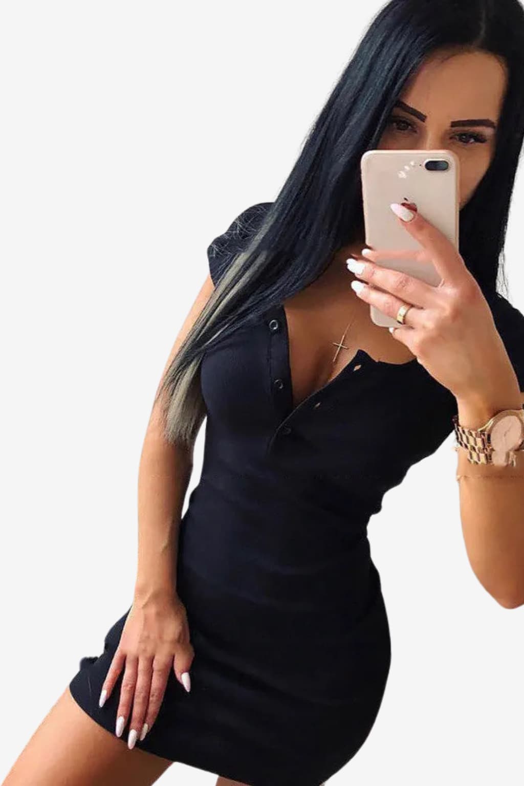 Women's Fitted Short Sleeve Polo Mini Dress