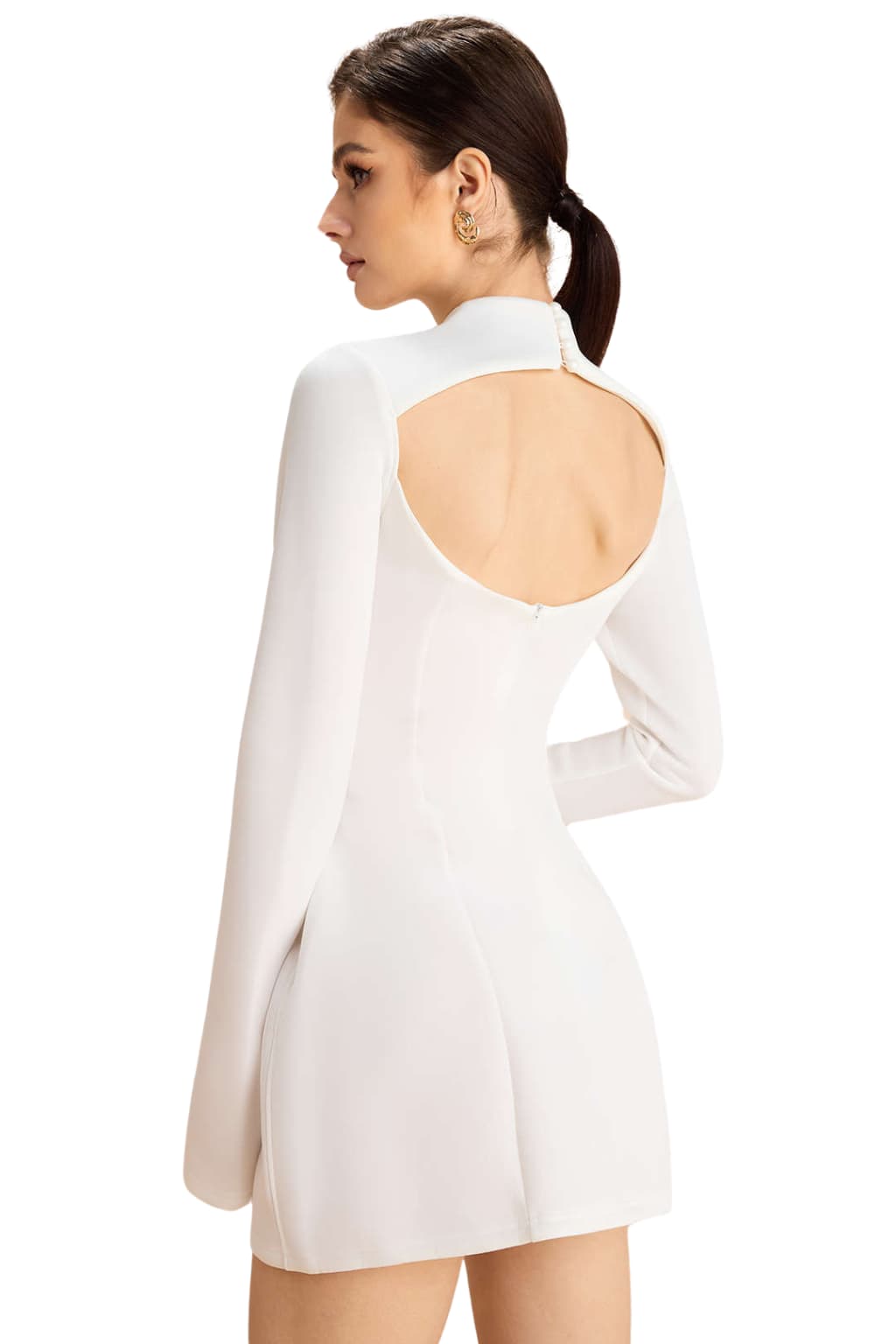 Women’s Backless Mini Dress Long Sleeve Fitted Look