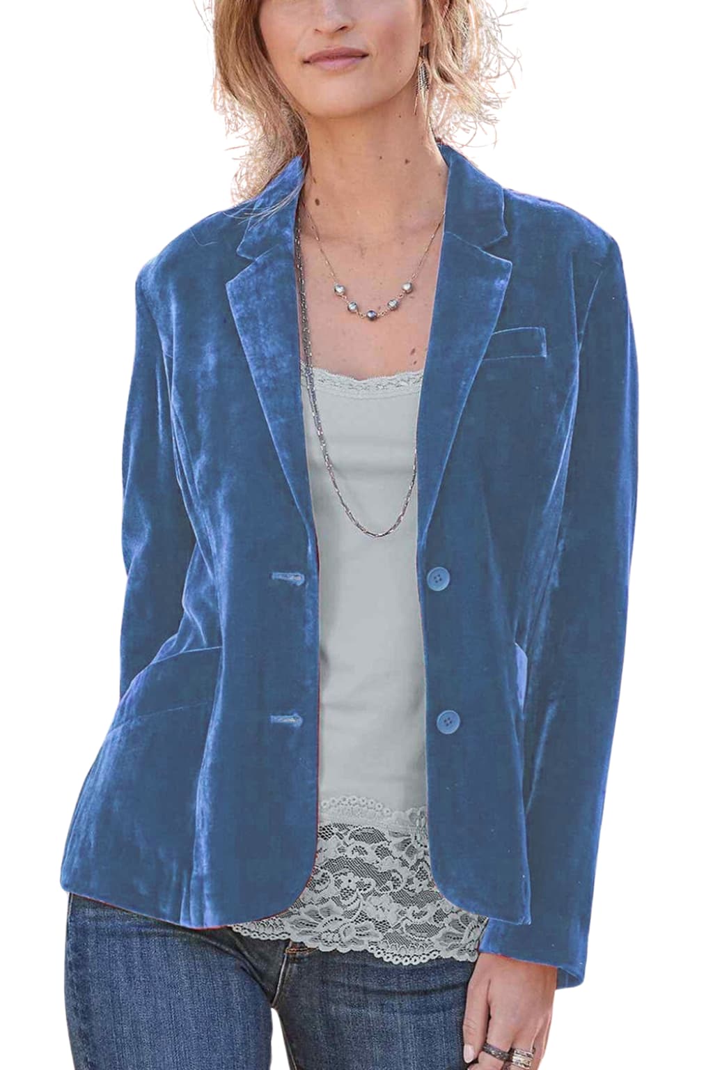 Women's Velvet Slim - Fit Blazer with Notched Lapel
