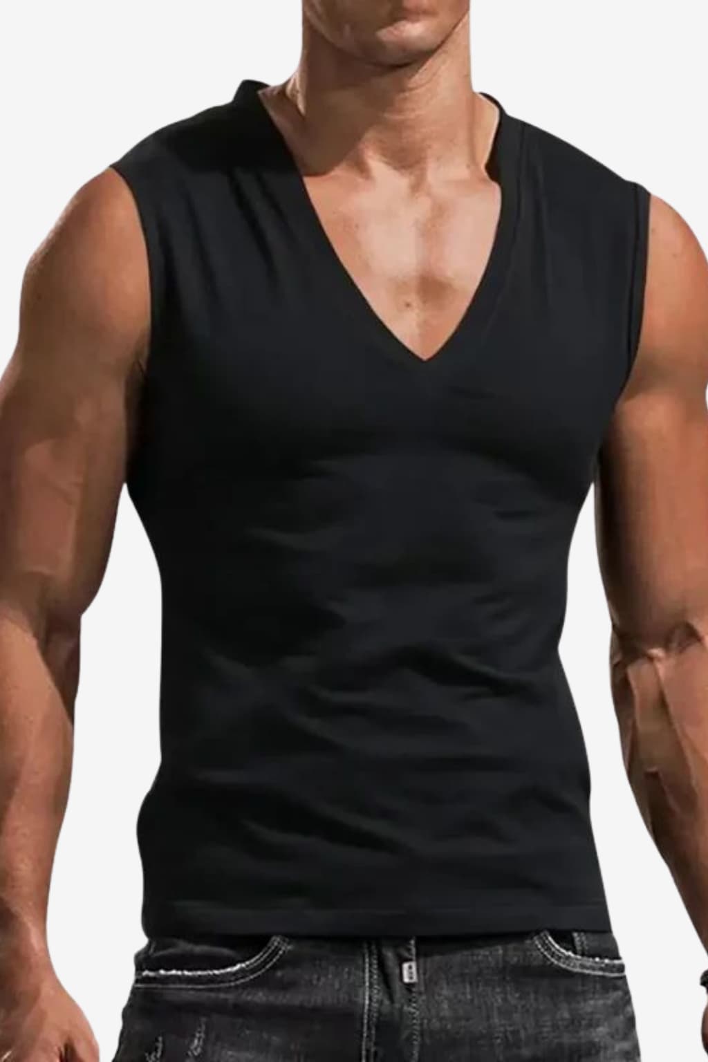 Men’s Sleeveless V-Neck Summer Shirt Lightweight Fit