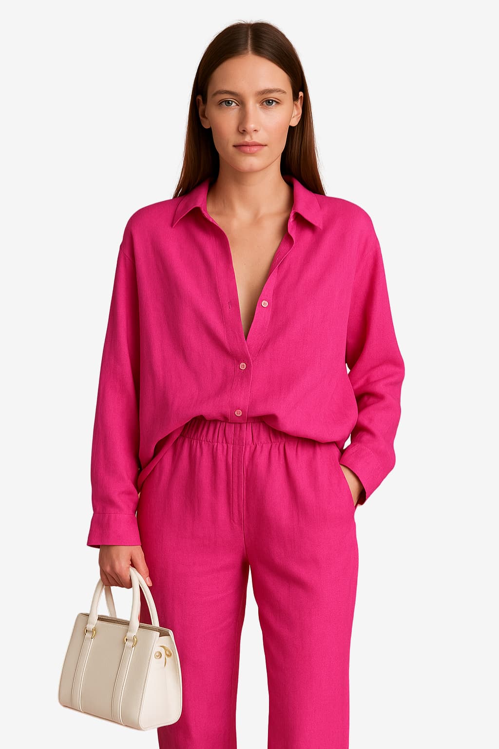 Women’s Linen Shirt and Wide-Leg Trouser Set