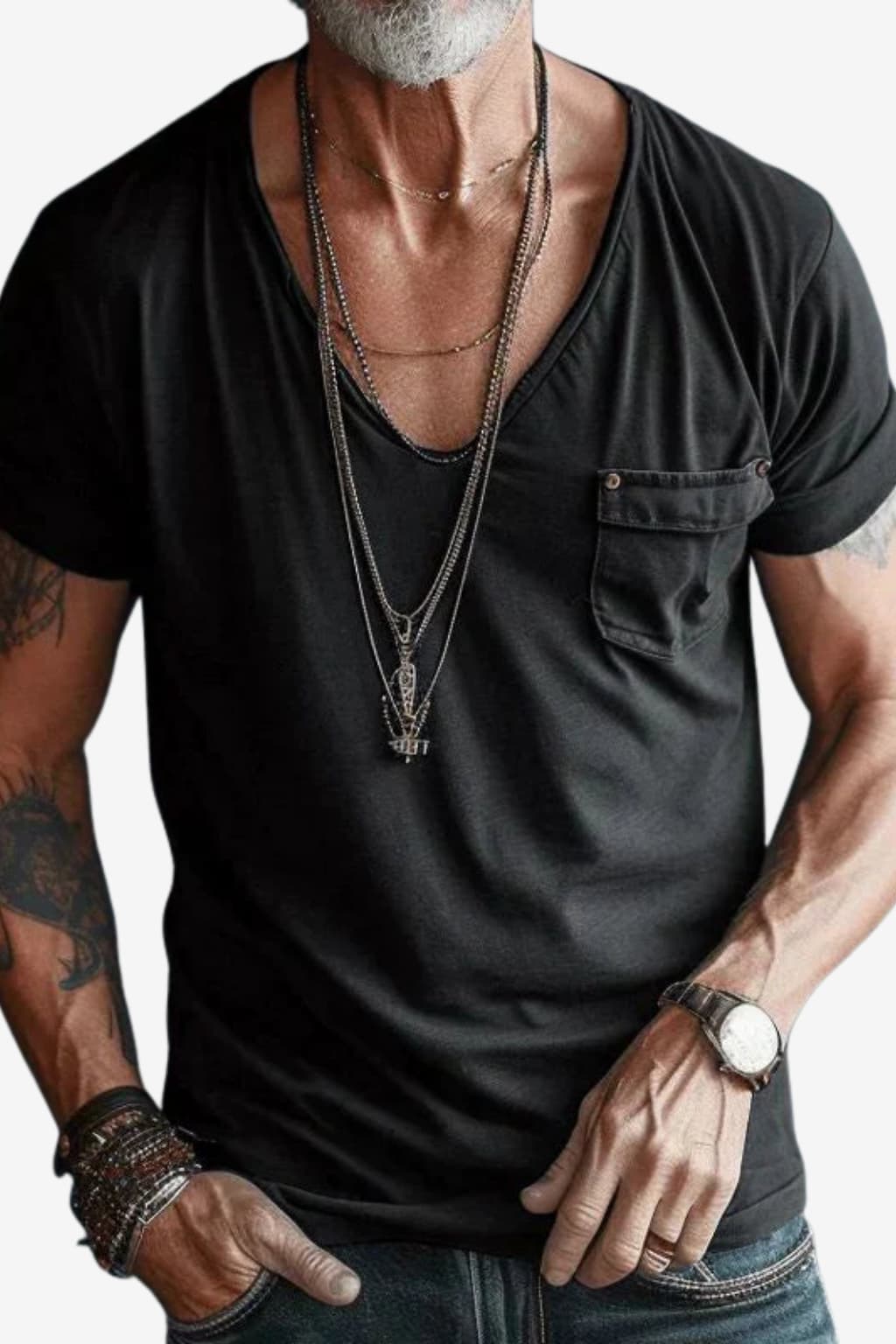 Men’s Crew Neck T-Shirt Short Sleeve Cotton Look