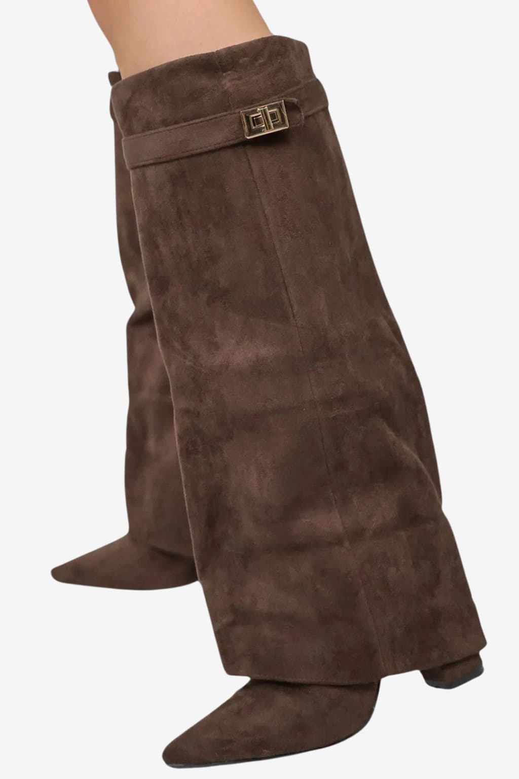 Women’s Suede Ankle Boots with Block Heel and Zip