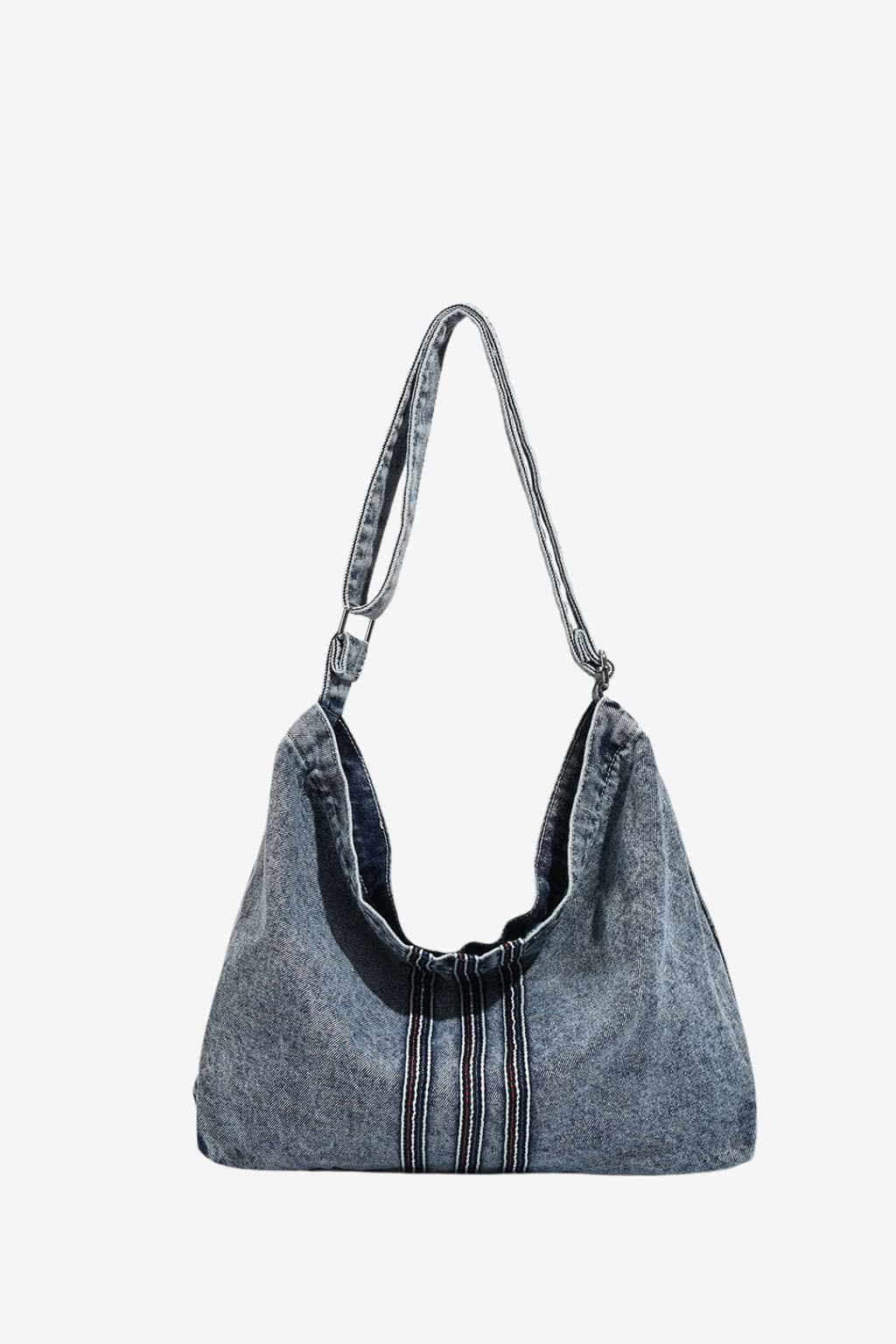 Women's Washed Denim Hobo Cross-Body Bag