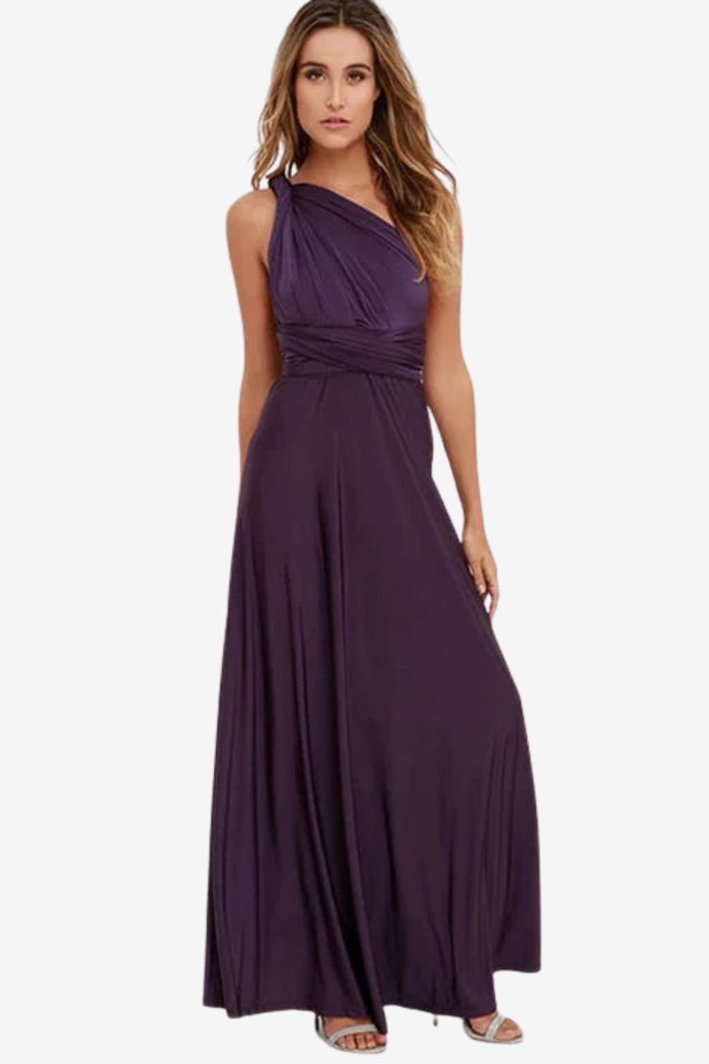 Women's One-Shoulder Maxi Dress with Ruched Waist